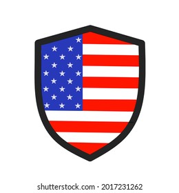 Simple American Flag Illustration Vector Design In Black List Shield Frame Can Be Used For Logo, Brand, Icon, Mascot, And Screen Printing Design