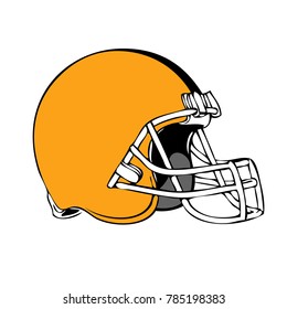 Simple american football helmet on white background