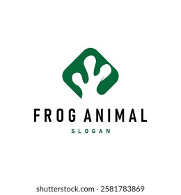 simple amphibian animal frog logo design with black silhouette concept wild animal template illustration