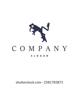 simple amphibian animal frog logo design with black silhouette concept wild animal template illustration