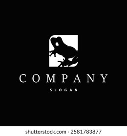 simple amphibian animal frog logo design with black silhouette concept wild animal template illustration