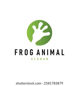 simple amphibian animal frog logo design with black silhouette concept wild animal template illustration