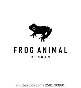 simple amphibian animal frog logo design with black silhouette concept wild animal template illustration