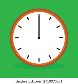 Relógio analógico simples em 11 isolado em fundo verde e design vetorial.