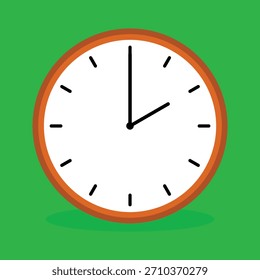 Relógio analógico simples em 2 Isolado no fundo verde e design vetorial.