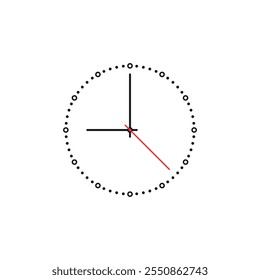 simple analog clock face. round analog wall clock face on white background