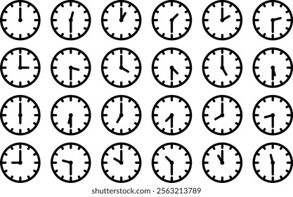 Simple analog clock illustration set.