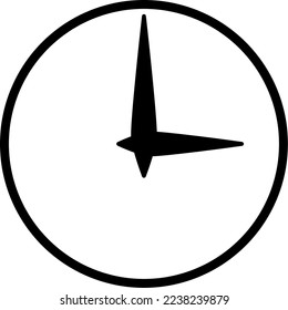 Simple Analog Clock Time Symbol Icon. Vector Image.