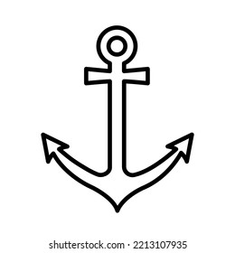 Simple anchor icon, nautical symbol. Nautical design element for mobile app, print, tattoo, poster, banner, label, sticker. Vector illustration in doodle style