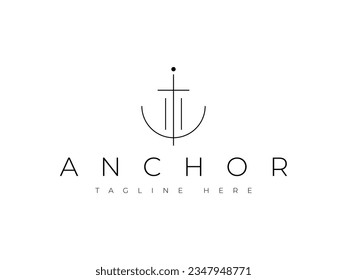 simple anchor lines logo design