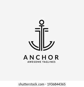 simple anchor lines logo vector idea