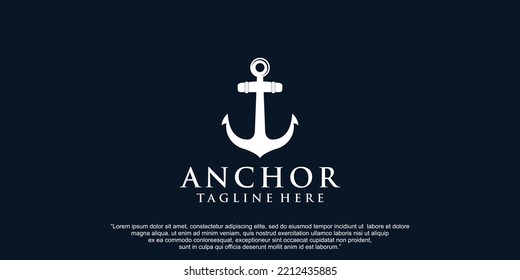 Simple anchor  logo design for boat ship navy nautical transport Premium Vector