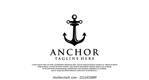 Simple anchor  logo design for boat ship navy nautical transport Premium Vector