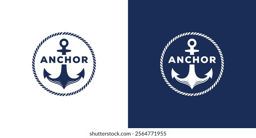 Simple Anchor logo design for boat ship navy nautical transport