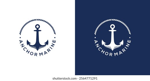 Simple Anchor Silhouette Vintage Retro Stamp logo design for boat ship navy nautical transport