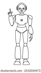 Simple android robot full body illustration (monochrome)