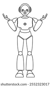 Simple android robot full body illustration (monochrome)