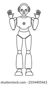 Simple android robot full body illustration (monochrome)