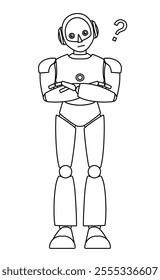 Simple android robot full body illustration (monochrome)