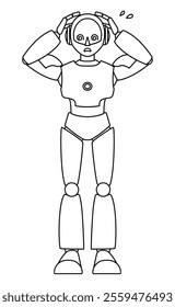 Simple android robot full body illustration (monochrome)