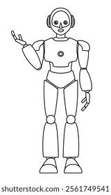 Simple android robot full body illustration (monochrome)