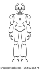 Simple android robot full body illustration (monochrome)