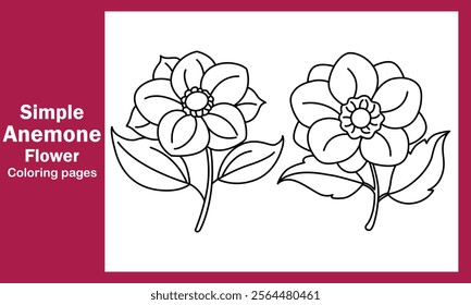 "Simple Anemone Flower Coloring Pages – Beautiful and Easy-to-Color Designs for All Ages"