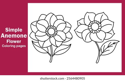 "Simple Anemone Flower Coloring Pages – Easy and Elegant Floral Designs for Creativity and Relaxation"