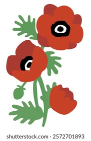 Simple anemone flower vector illustration