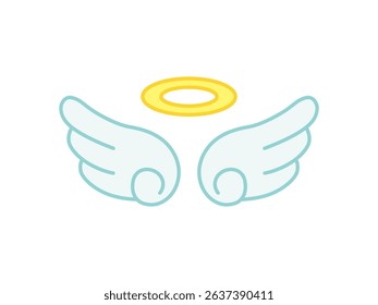 Simple angel wings icon_color: white, line art, illustration, wish core