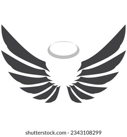 Simple angel wings logo black and white