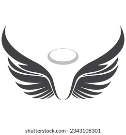 Simple angel wings logo black and white