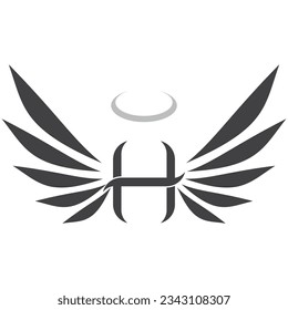 Simple angel wings logo black and white