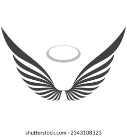 Simple angel wings logo black and white