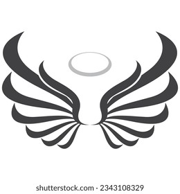 Simple angel wings logo black and white
