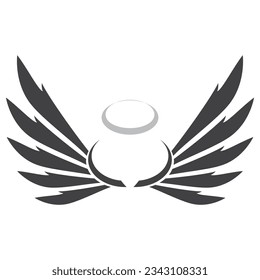 Logo de las alas de ángel simple negro y blanco