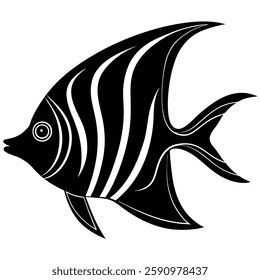 A simple angelfish silhouette combined vector.