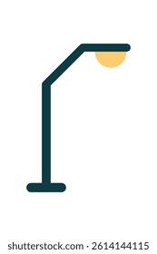 Simple Angled Street Light Illustration in Flat Minimal Style with Yellow Glow