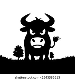 a simple angry Bull silhouette in vector