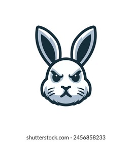 simple angry rabbit gaming logo vector illustration template design