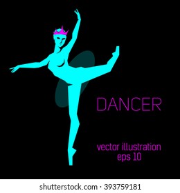 simple angular figure ballet dancer in the crown and in a transparent tutu