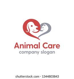 Simple Animal Car Dog Cat with Love Logo Idea