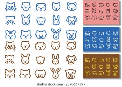 Simple animal face icons set