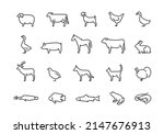 simple animal farm icon, black line on white background