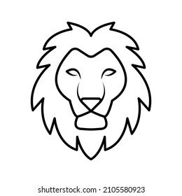 simple animal head icon with outline style, and this is lion animal head icon