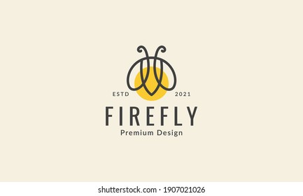 simple animal insect firefly line light logo symbol icon vector graphic design illustration