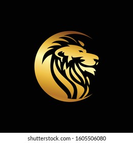 simple animal lion circle vector logo