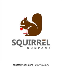 Simple animal logo design with squirrel silhouette 