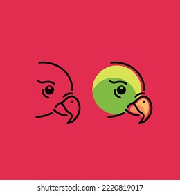 simple animal shape with simple lines on the identical parts of the animal and some color accents on the animal
