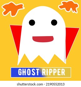 Simple Animated Ghost Logo On Yellow Background.